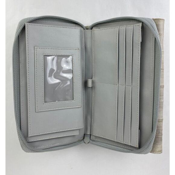 VTG Lee Sands Grey Eel Skin Leather Zip Around Clutch Organizer Wallet W Strap - Picture 10 of 16